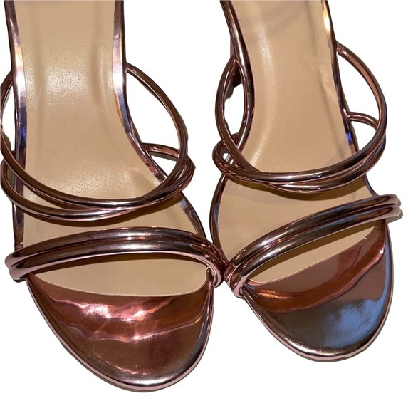 Quipid Rose Gold Strappy High Heel Stilettos Pump Back Zipper Shoes - Picture 2 of 8